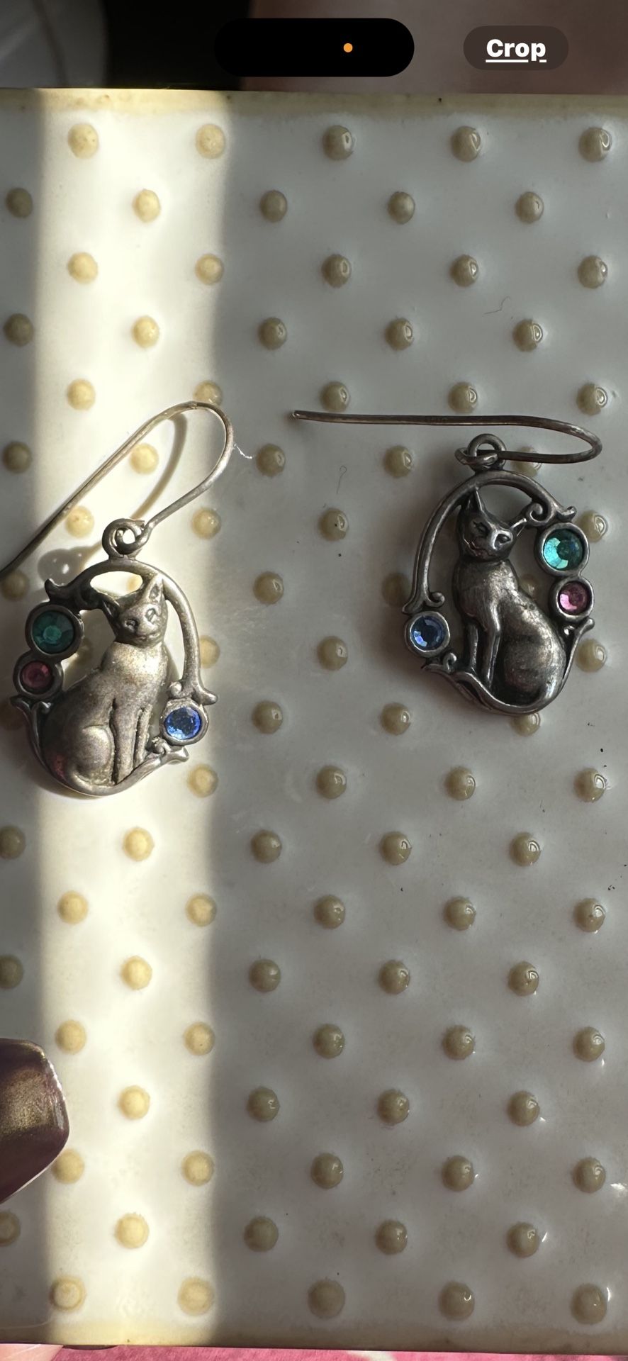ADORABLE MULTI GEMSTONE CAT EARRINGS STERLING SILVER