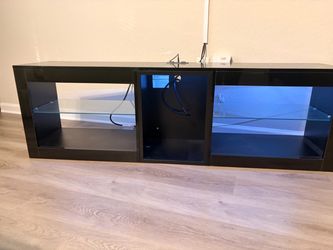 Black Gloss TV Stand with Glass Shelves