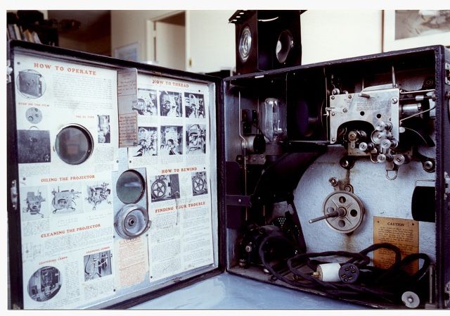 Two [circa 1920] DeVry 35mm co-axial portable silent projectors