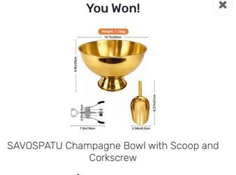 SAVOSPATU Champagne Bowl with Scoop and Corkscrew