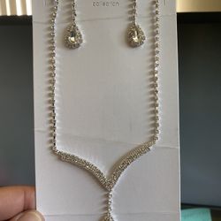 Rhinestone necklace and earrings