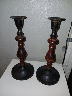 Pair of Cold metal or bronze candle sticks
