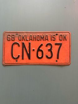 1968 Oklahoma License Plate CN-637