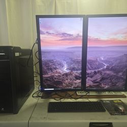Ready to use Gaming PC + Humanscale Flex Arm + Dual 27" 2k Monitors 
