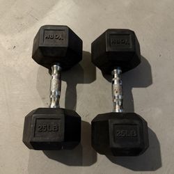 25 LB Rubber Hex Dumbbells