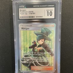 Morgan Full Art Trainer CGC 10 *GEM MINT* Pokemon Sun & Moon Team Up 178/181 Graded Slab PSA BGS