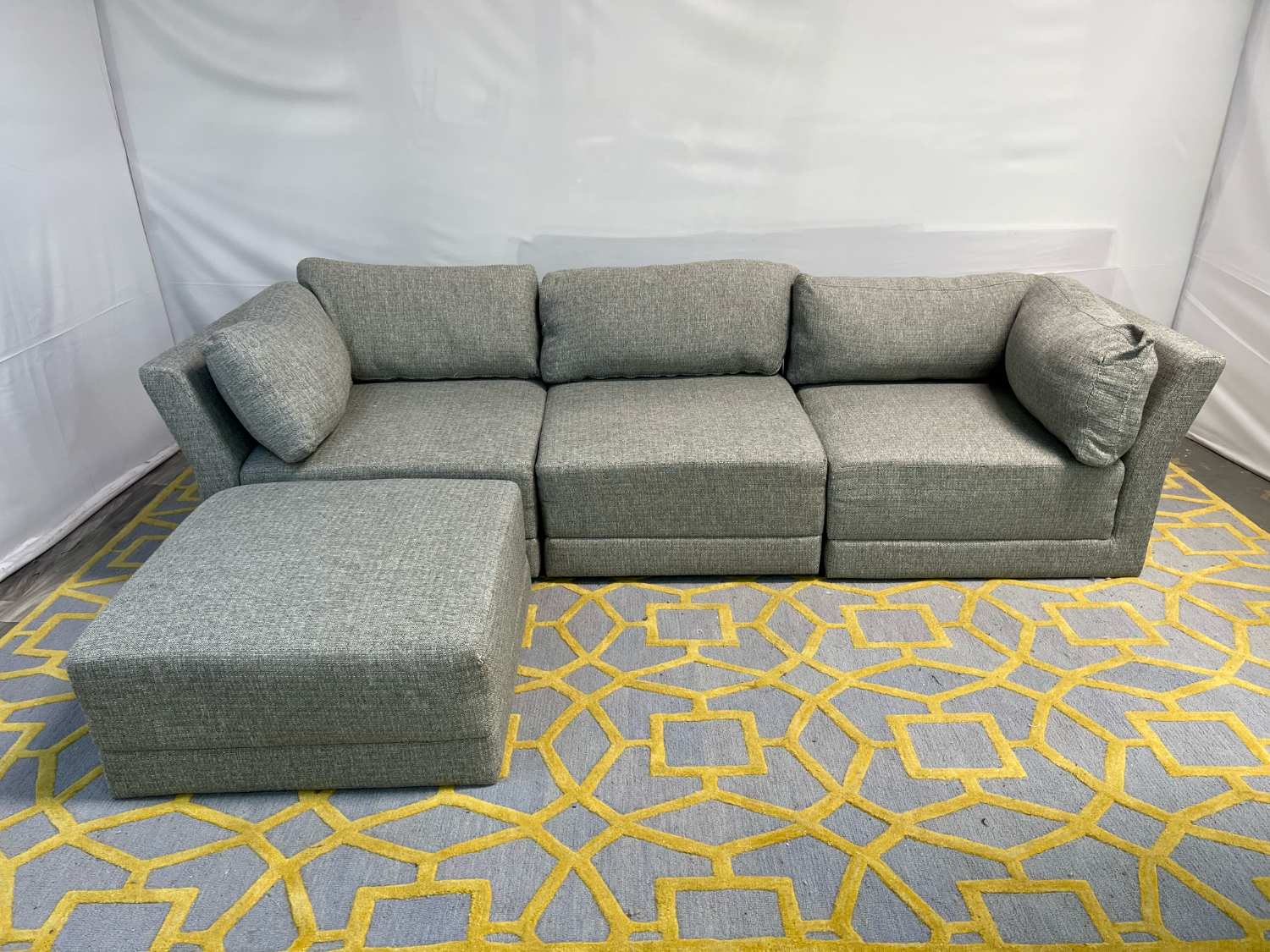 ( Delivery Available ) Macys Mylie Modular Gray Sectional Couch with Ottoman