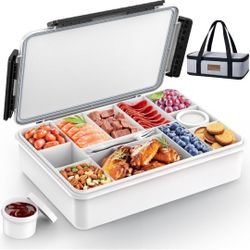 Brand New Chilled Portable Snackle Box Container with Reusable Ice Pack Bonus Insulated Bag 12 Compartment Divided Serving Tray Summer Beach Essential