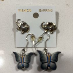 Elephant and butterfly earrings both for $5.