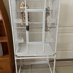 Yaheetech 54-in Rolling Mobile Bird Cage with Detachable Stand, White