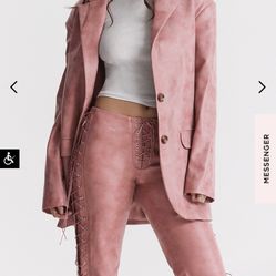 BRAND NEW DESIGNER “HOUSE OF CB” $250 VEGAN LEATHER OVERSIZED WOMENS BLAZER SZ SMALL
