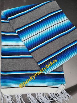 New blue grey 5x7 Serape Sarape Zarape Mexican Blanket