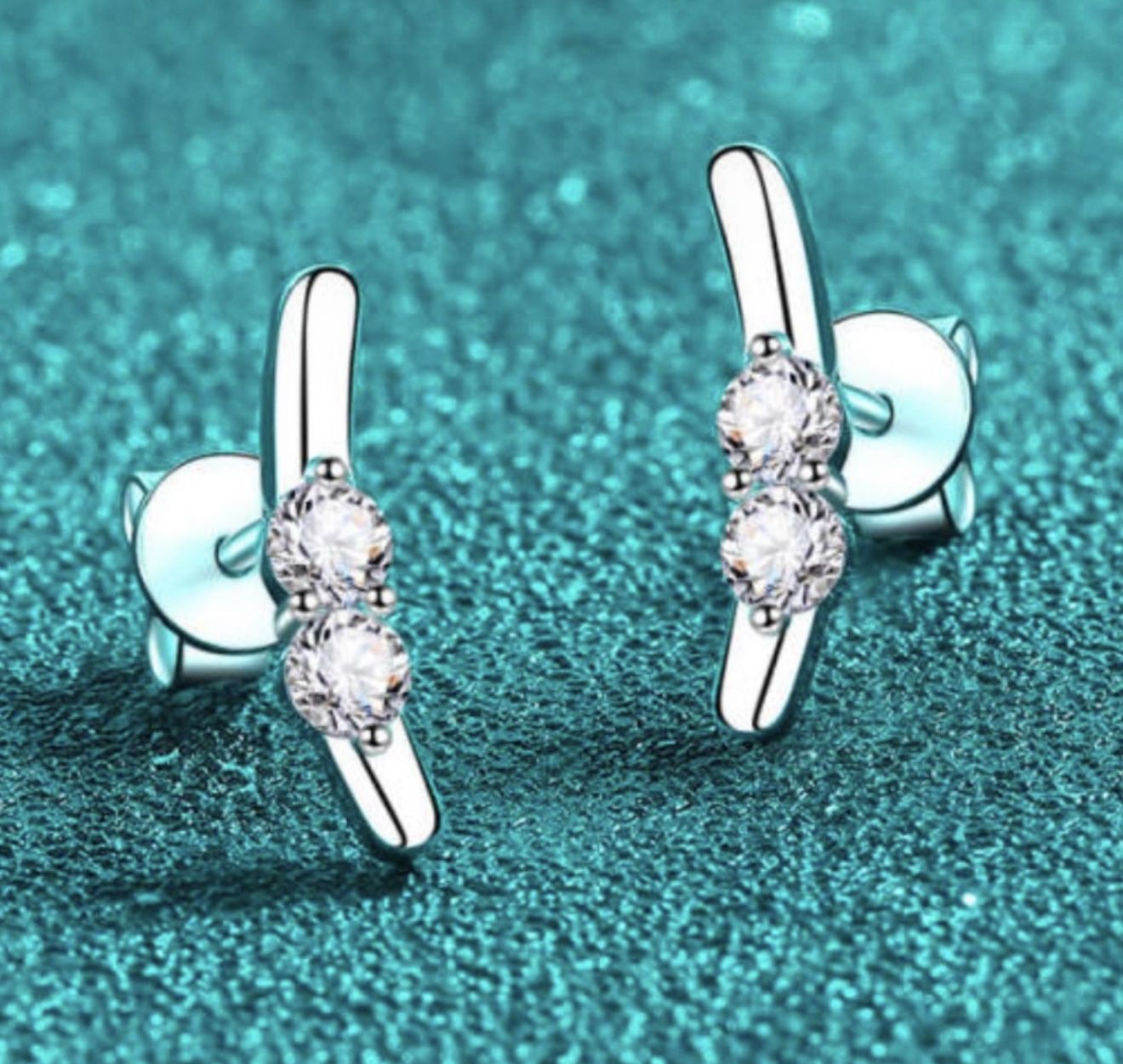 Wedding 925 Sterling Silver Moissanite Dainty Stud Earring  #Wedding