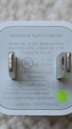 APPLE OEM ORIGINAL A1265 5V 1A USB A POWER ADAPTER CUBE CHARGER BLOCK WHITE