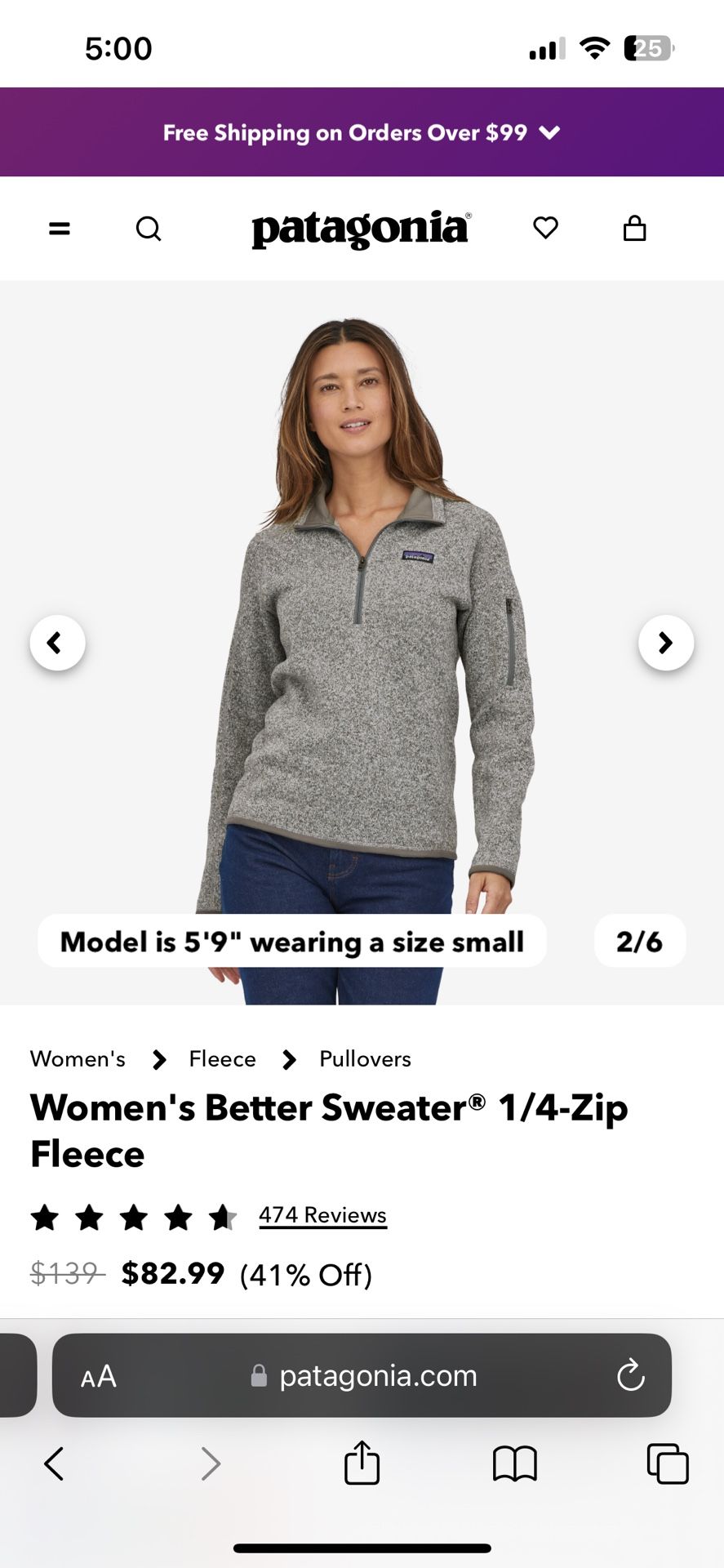 Women’s Grey Patagonia 1/4 Zip