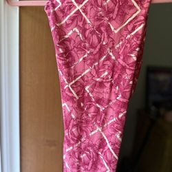 Pink Rose Print LuLaRoe Leggings OS 