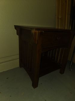Territorial style solid medium finish end table