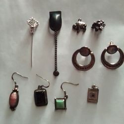 Sterling Silver Earrings And Pendants/ Random Silver