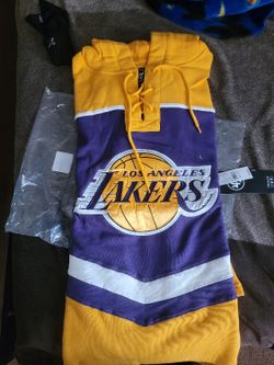 Los Angeles Lakers 47 Brand Lace Up Hoodie Size L Embroidered Stitched NEW
