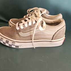 Vans Old Skool Gray Suede Checker Low Sneakers Kids Size 13.5