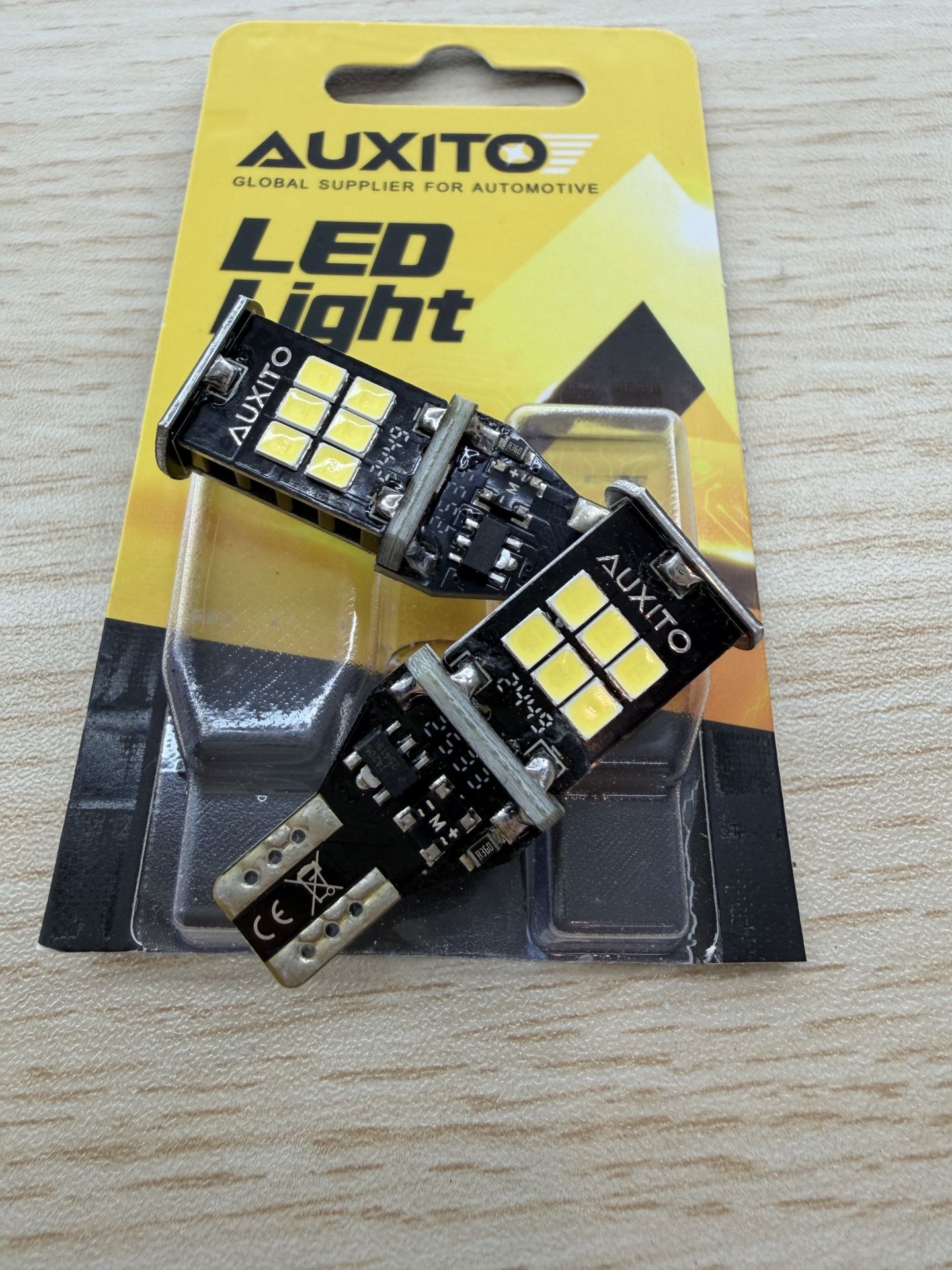 Brand New AUXITO 912 921 LED Bulb for Backup Light Reverse Lights High Power 2835 15-SMD Chipsets Error Free T15 906 922 W16W Bulbs, 6000K SKU268-S1