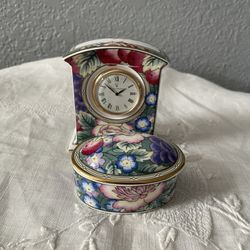 Royal Doulton trinket dish and matching clock 
