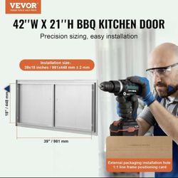 VEVOR BBQ Access Door 42W x 21H Inch Double Outdoor 