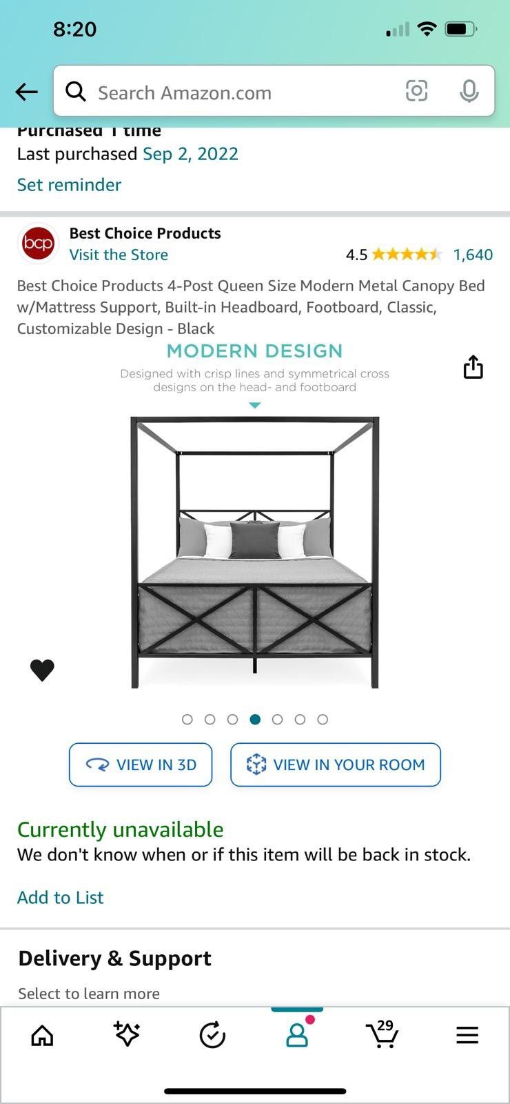 Queen Sized Bed Frame W/ Black Drapes