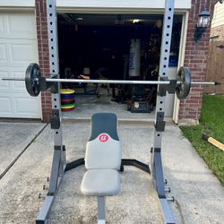 Squat Rack With Bench And Weights