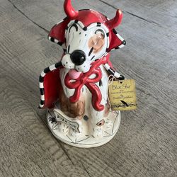 Blue Sky Dog as Devil Ceramic Candlelight Holder