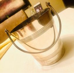 Silver plate ice cube bucket and tongs