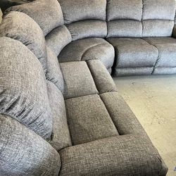 Goalie Pewter Reclining Sectional Sofa Couch With İnterest Free Payment Options  