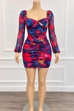 Floral Ruched Bodycon Mini Dress