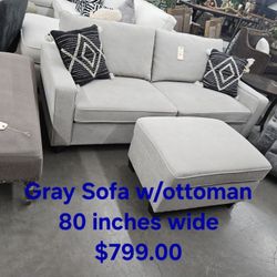 Sofa W/Ottoman Lite Gray Fabric We are located at 2811 East Bell road. Another Time Around Furniture.
