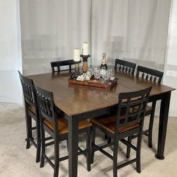 Counter Height Extendable Dining Table & 6 Chairs 