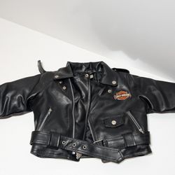Harley-Davidson 24M Baby Biker Faux Leather Jacket with Belt & Back Patch