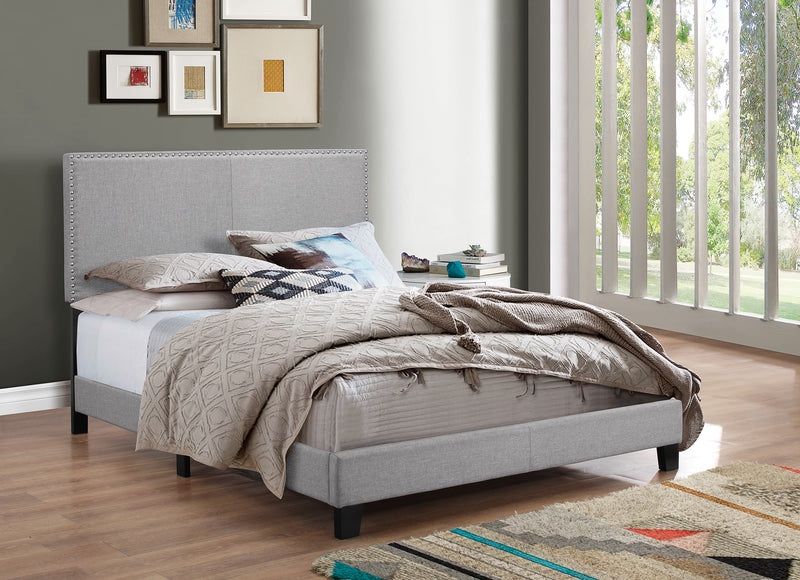 Queen Size Bed Frame/ Mattress Included / New In A Box. Cama Color Gris / Colchon Incluido / Nueva En Caja