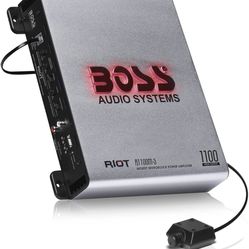 BOSS Audio Systems R1100M-S Riot Series Car Audio Subwoofer Amplifier - 1100 High Output, Monoblock, Class A/B, 2/4 Ohm Stable, Low/High Level Inputs,
