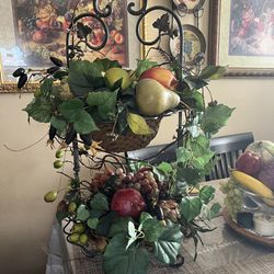 Metal Stand With Fake Fruit 