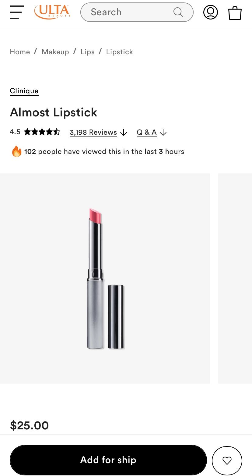Clinique Almost Lipstick Pink Honey 