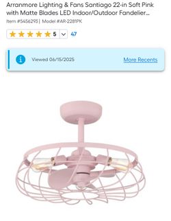 Arranmore Lighting & Fans Santiago 22-in Soft Pink with Matte Blades LED Indoor/Outdoor Fandelier