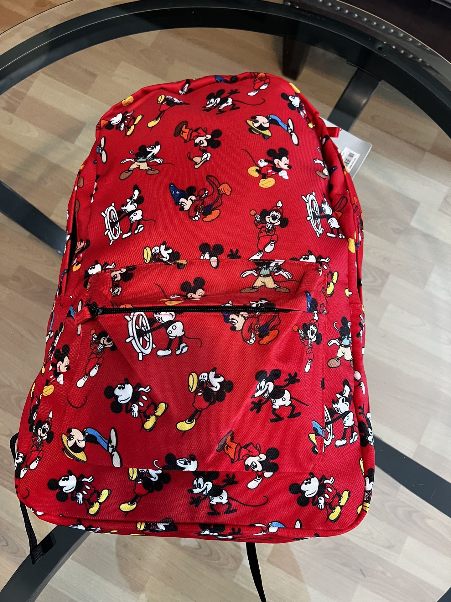 New Disney Mickey Mouse Through the Years red backpack