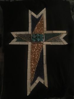 Houston Artist Hand Made Mosaic Cross For Your Wall