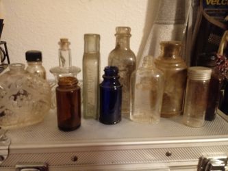 Antique glass bottles $7each