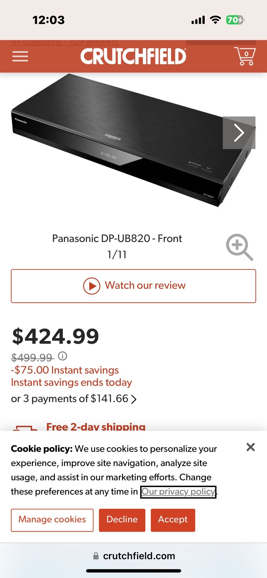 Panasonic Ultra Hd Blue ray