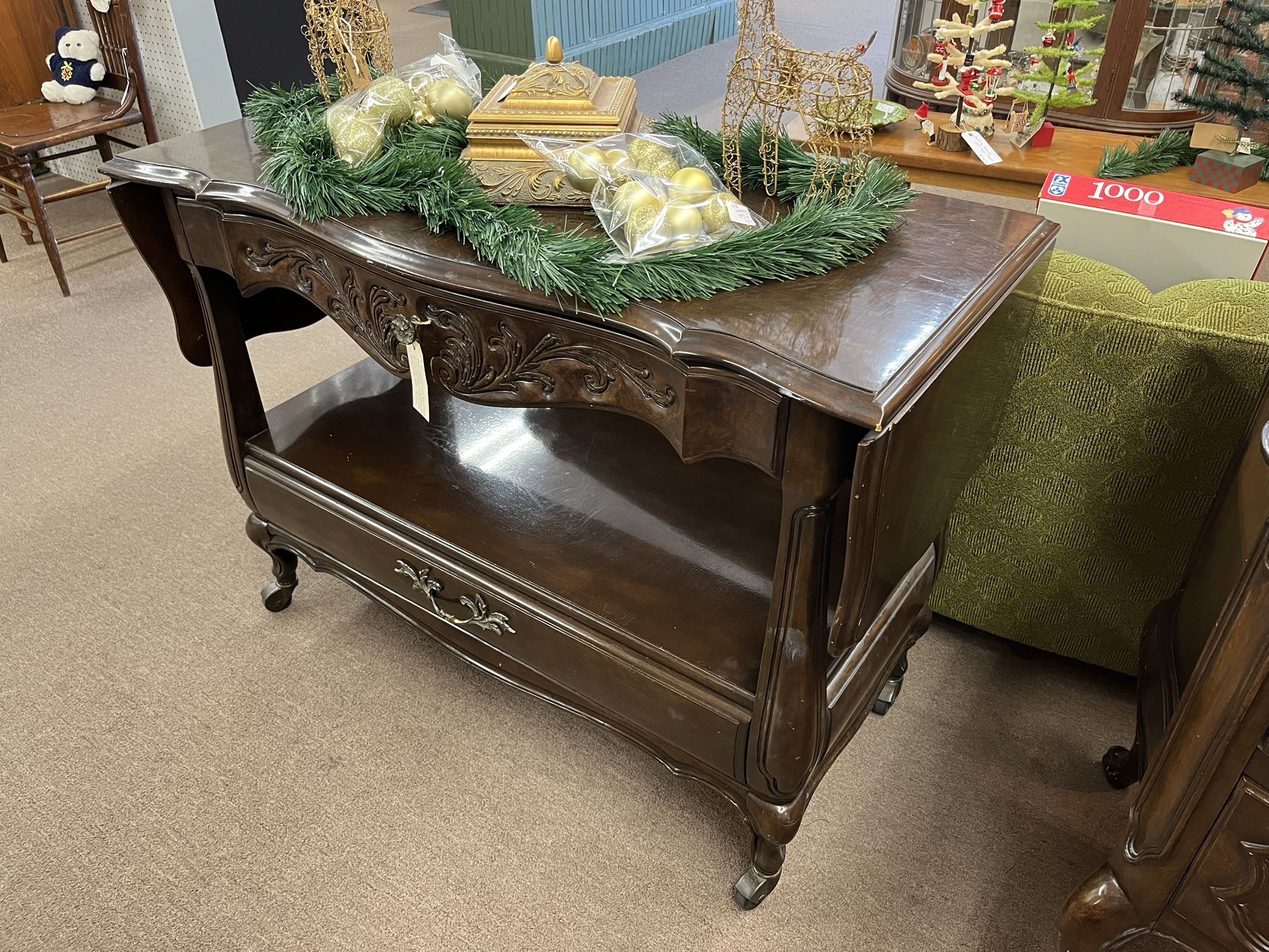 Regency Style Drop Leaf Bar Server Table