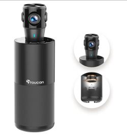 ☆ 360-Degree Video Conference Camera, 1080p HD Webcam with 4 Noise Reduction Mics, Speaker, AI Tracking, Works with Zoom, Google Voice, Microsoft Team
