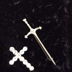 Sterling silver cross pin and pendant