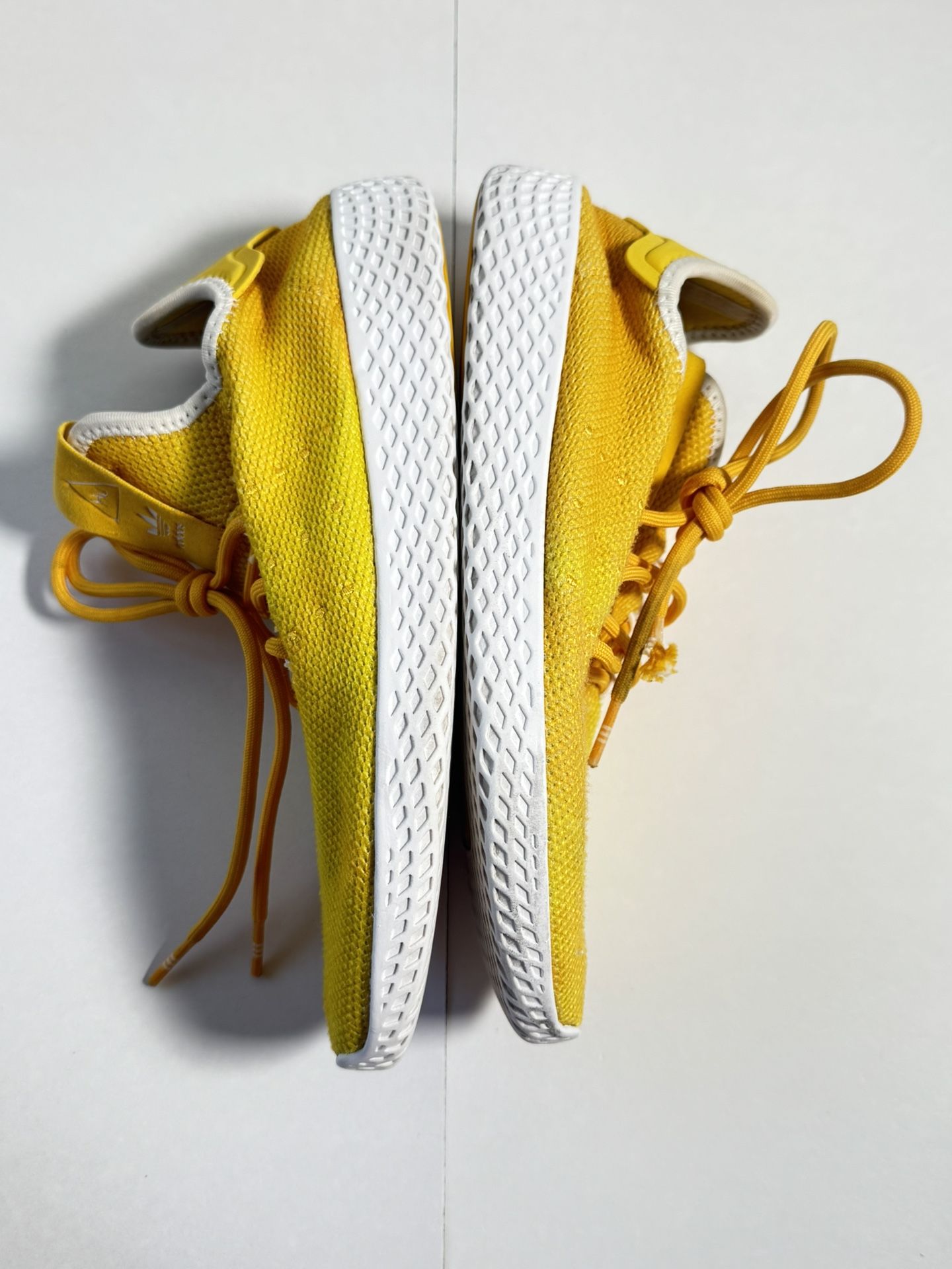Pre Owned Good See Lace Ends No Box Adidas Tennis HU Pharrell Williams Human Race Yellow Men Size 5.5 No Box