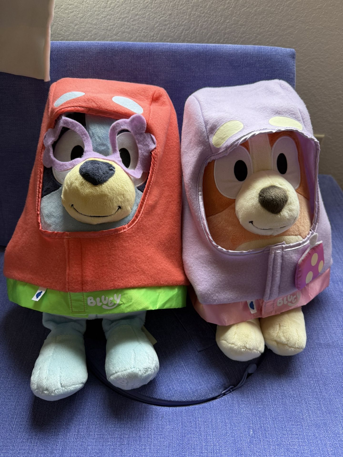 Bluey and Bingo Build A Bears With Costumes and Carriers